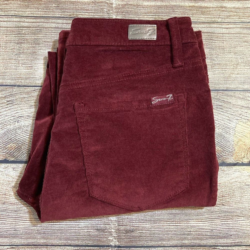 Seven 7 Corduroy Pants Women's Size 6 Red Cords Ultra High Rise‎ Skinny